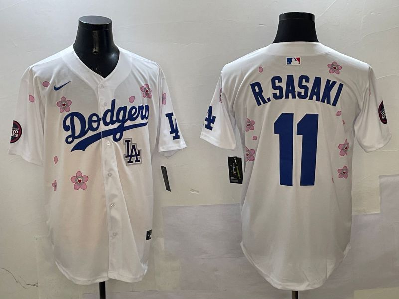 Men Los Angeles Dodgers 11 R.Sasaki White Sakura Edition 2025 Nike MLB Jersey style 9